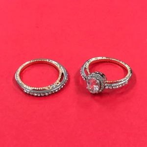 wedding Anniversary set 14kt Gold White Diamonds